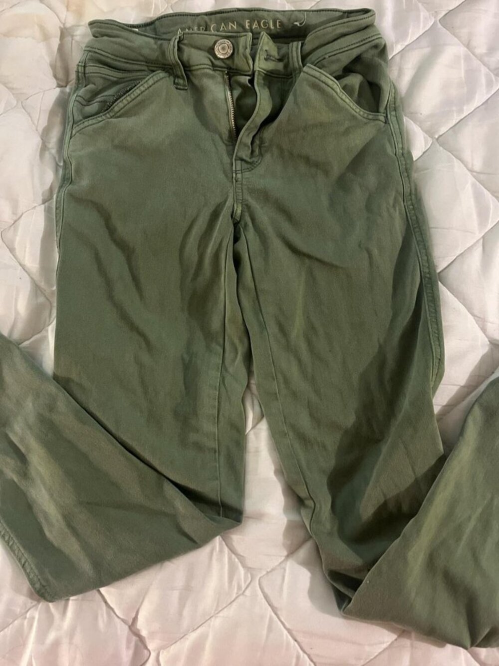 American Eagle Olive Green Skinny Jeans Size 0